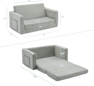 Canapé convertible 2-en-1 pour enfants CertiPUR-US CPC, canapé pour tout-petits, vente en gros, usine OEM, avec housse en peluche lavable - Product Image 2