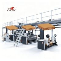Fabrication de boîtes en carton clé en main, entièrement automatique, à économie d'énergie, avec servomoteur PLC, 5 plis, AB Flute, 1800 mm, 200 m/min, personnalisée, directement de l'usine Oray