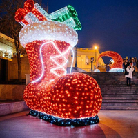 Gigantesca Scultura Natalizia 3D LED a Forma di Cappello di Babbo Natale da 300 cm, Impermeabile IP65 per Esterni, Ideale per Esposizioni Commerciali in Centri e Piazze