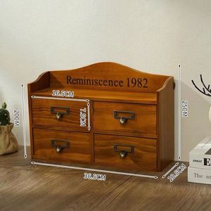 Desktop <b>Drawer</b> <b>Storage</b> <b>Box</b> Solid Wood 4-<b>Drawer</b> Organizer For Office Desk Study Room Tidy With Multiple Compartments - Product Image 3