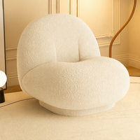 Fauteuil inclinable de salon et de balcon, pivotant, avec éponge haute densité, style Ins, en laine d'agneau