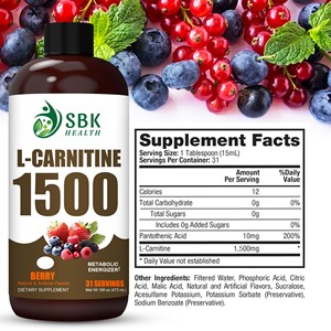 Fórmula sin azúcar L‑Carnitina 1500, ácido pantoténico líquido, L‑Carnitina líquida con ácido pantoténico para apoyo energético - Product Image 2