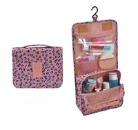 2022 Fashion Multi Color Custom Logo Pink Leopard Large Cosmetic Makeup Travel Organizer Hanging Folding Toiletry Bag
