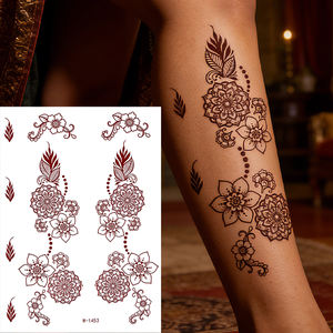 Autocollants de <span class=keywords><strong>tatouage</strong></span> temporaire de haute qualité, motif floral mandala sexy en dentelle marron mystérieux - Product Image 1
