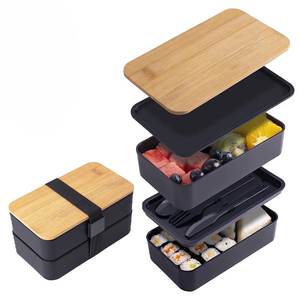 Boîte à lunch <span class=keywords><strong>bento</strong></span> pour enfants et adultes avec couvercles en bambou - Product Image 4