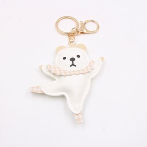 Leather Ballet Dancing Bear <b>Keychain</b> Cute Animal Figure Key Pendant - Product Image 6
