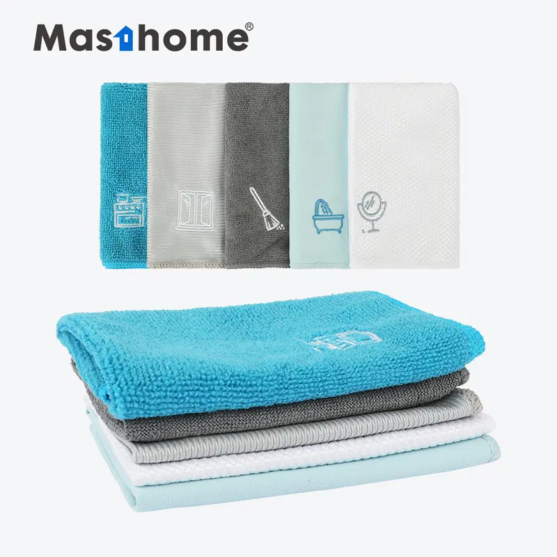 Masthome Set kain pembersih jendela, Set kain mikrofiber pembersih dapur, serat mikro Serba Guna, 5 buah