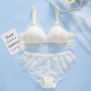 Nouveau design sans couture de corset en satin ensemble de sous-vêtements en dentelle sexy <span class=keywords><strong>culotte</strong></span> de soutien-gorge en maille transparente - Product Image 4