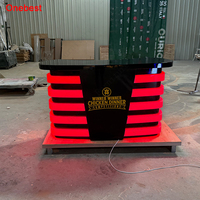 Table de diffusion en direct pour influenceurs, bureau d'accueil en bois avec LED rouges, petite taille
