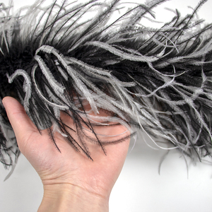 Usine haute <span class=keywords><strong>couture</strong></span> noir et blanc couleur mixte avec plumes d'autruche robes boa <span class=keywords><strong>couture</strong></span> plumes accessoires - Product Image 4