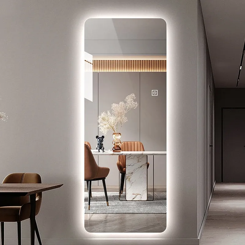 Espejo inteligente retroiluminado para pared, espejo grande sin marco, rectangular, de longitud completa, con luz LED
