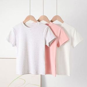 Top adelgazante ajustado corto de verano con cuello redondo de estilo francés de manga corta para mujer - Product Image 2