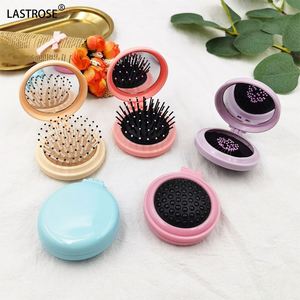 LASTROSE 2-in-1 Round Folding Air Cushion Comb Set with Mirror Design 3 Colors Plastic & Glass Portable <b>Makeup</b> <b>Tools</b> - Product Image 3