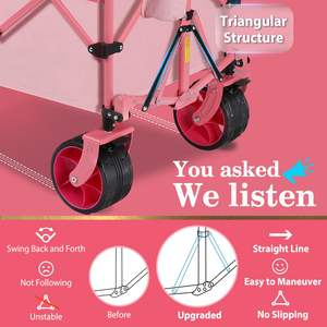 Carrinho dobrável de fábrica com capacidade de carga de 330 lb. Carrinho de jardim multiuso dobrável com rodas grandes para praia todo-o-terreno - Product Image 3