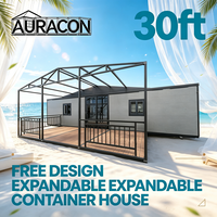 Maison conteneur extensible à double aile de 30 pieds, maison préfabriquée extensible, 2 chambres avec salle de bain, maison conteneur personnalisée OEM pour hôtel