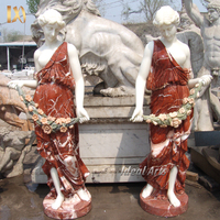 Personnalisation en usine Statue de sculpture en marbre de dame en pierre sculptée à la main grecque de jardin grandeur nature avec fleur