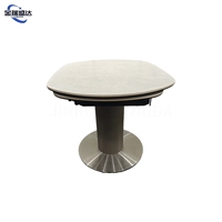 Table à manger transformable, extensible et pliable de style nordique JINRUISHENGDA avec plateau en pierre ovale pour petit appartement