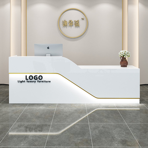 QT-72 văn phòng hiện đại rezeption nhỏ màu hồng quầy tiếp tân sang trọng quầy lễ tân nhỏ quầy lễ tân hiện đại - Product Image 3