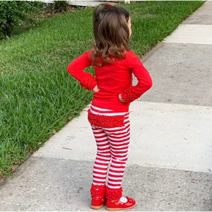 Leggings TD AnnLoren Boutique con volant rossi per ragazze per bambini grandi e ragazze grandi