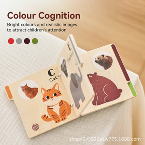 Ensemble de livres Montessori en <span class=keywords><strong>bois</strong></span> sur les animaux et les mots pour l'éveil des bébés, pour l'apprentissage cognitif des 0-3 ans, sans piles - Product Image 2