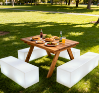 Ensemble de bancs et chaises longs en plastique LED résistant à l'eau Glow Events pour la maison, le bar, la salle de sport, l'hôtel, la salle à manger, l'extérieur et l'usage commercial