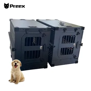 Preex Powder Coated Collapsible Aluminum Stackable Dog Crate Heavy Duty Dog Cage