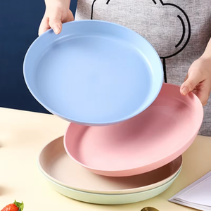 Platos Redondos de Paja de Trigo Ecológicos de Estilo Nórdico, Coloridos, Reciclables y Elegantes para Fiestas, Uso Doméstico y en Restaurantes - Product Image 3