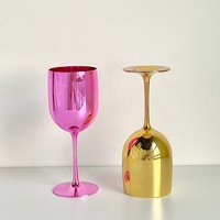 Voyage Portable En Plastique Rouge Verre À Vin Tasse Or Acrylique Aceylic Champagne Flûte Verres Avec Logo Pour La Fête De Mariage