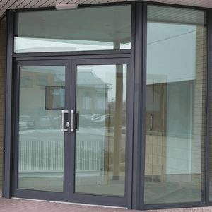 Porte commerciale de luxe à battants en aluminium et verre, entrée de magasin haute performance, double vitrage anti-impact, moderne, pour zones de vente au détail - Product Image 2