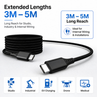 Câble long USB-C 20 Gbps 5 m certifié CE FCC RoHS pour charge rapide et transfert de données, câblage interne, vente en gros, marque privée