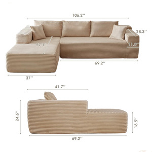 Modernes Samt-L-<span class=keywords><strong>Sofa</strong></span>-<span class=keywords><strong>Set</strong></span>, modulares Cloud-<span class=keywords><strong>Sofa</strong></span> mit Stauraum-Ottomane, Haustierfreundliches Design - Product Image 6