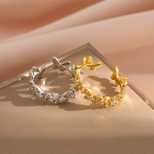 Vente en gros de bagues ouvertes en or 14 carats avec micro-incrustation de moissanite VVS GRA, bijoux en moissanite, ajustables pour femme - Product Image 2