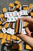 Tuiles de Mahjong Américaines en Acrylique Jaune à 7 Couches de Haute Qualité, Style Classique Hong Kong, Durables, pour le Divertissement Familial