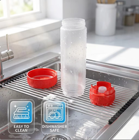 Botol Saus Silinder PE Ramah Lingkungan Isi Ulang Dengan Tutup Ganda, Laris Manis, 16 oz 470ML, Multi-Warna, Untuk Restoran GoodMan