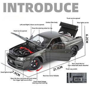 Maßstab 1/24 für Nissan Skyline GTR R34 Auto Metall Sammel simulation Modell aus Druckguss legierung mit Licht-und Sound funktionen - Product Image 4