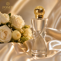 Flacon de parfum en verre transparent personnalisé Posee Beauty avec pulvérisateur à brume fine, capacité 100 ml, petit échantillon, fabriqué au Guangdong, à facettes