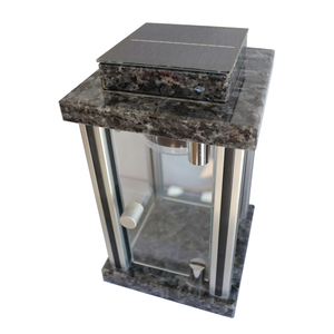 Columna de acero inoxidable de granito Perla Azul, FAROL DE PIEDRA solar <span class=keywords><strong>para</strong></span> tumba, linternas de piedra solar <span class=keywords><strong>para</strong></span> <span class=keywords><strong>cementerio</strong></span> - Product Image 6