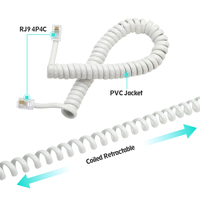 Câble téléphonique spiralé RJ9 4P4C en PVC extensible, facile à installer en intérieur, pour la maison, le bureau, la ligne téléphonique fixe