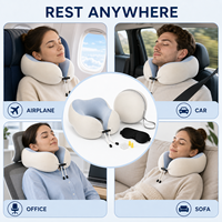 Ensemble de voyage de luxe en mousse à mémoire de forme : oreiller de voyage, masque de sommeil pour avion, bouchons d'oreilles, étui de transport, logo personnalisé, kit en gros