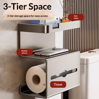Porte-papier toilette mural sans perçage en acier inoxydable, distributeur de mouchoirs, boîte à mouchoirs, style moderne minimaliste