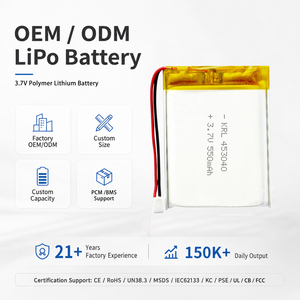 CCC-gecertificeerde 3.7V 550mAh 453040 Flat Lipo Pouch Cel OEM voor thuisbatterijopslag en back-up polymeerbatterij - Product Image 1