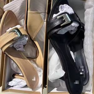 Elegante donna Open Back <span class=keywords><strong>Beige</strong></span> pelle verniciata muli <span class=keywords><strong>tacchi</strong></span> alti sandali con plateau estivo esterno tacco alto crescente - Product Image 6