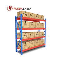Étagères de rangement robustes en acier Q235 à 4 niveaux, réglables, galvanisées, capacité de 500 kg, pour l'empilage de marchandises en entrepôt