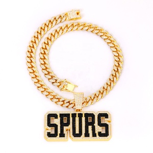สร้อยคอจี้รูปถ้วยแชมป์ San Antonio Spurs สุดฮิต ดีไซน์หรูหรา สไตล์ฮิปฮอป ชุบทอง/เงิน ประดับเพชรโมอิสซาไนต์ พร้อมสายคิวบา - Product Image 3
