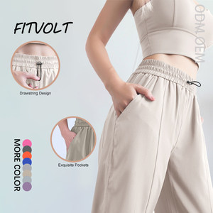 <span class=keywords><strong>Pantalon</strong></span> de sport décontracté taille haute FITVOLT pour <span class=keywords><strong>femme</strong></span>, coupe ample, jambe large, protection solaire, séchage rapide - Product Image 1