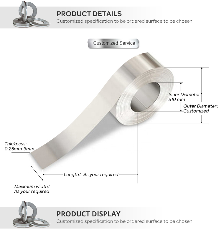 Cold Rolled Stainless Steel Strip Aisi 201 304 316l 410 421 430 SS Coil 0.1mm 0.2mm 2mm Thick
