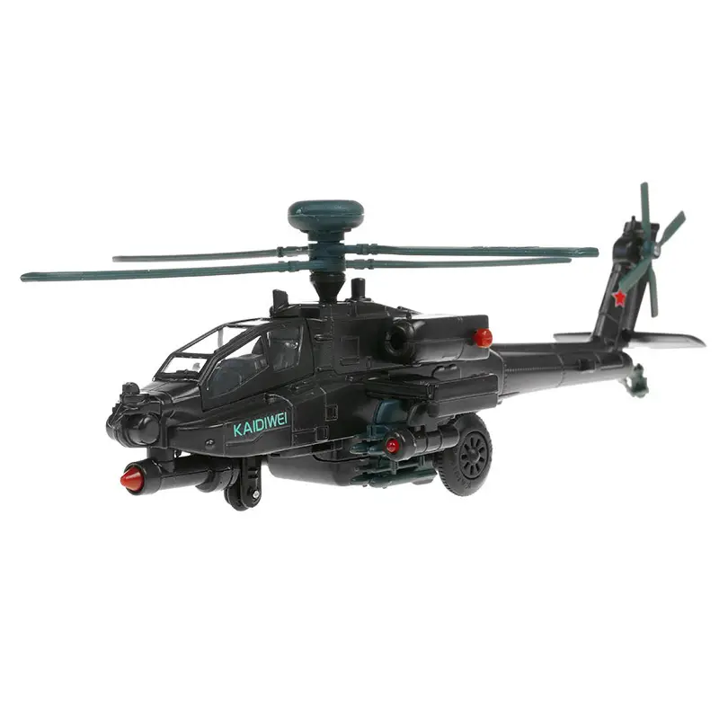 उच्च गुणवत्ता 1:64 डाइकास्ट आर्मी प्लेन लाइट साउंड पुलबैक मिलिट्री मेटल AH-64D अपाचे लड़ाकू हेलीकॉप्टर मॉडल खिलौने