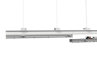 Système d'éclairage linéaire Lumin Trunking à faible coût d'installation, rail d'éclairage 3 circuits 160 lm/W avec capteur de batterie d'urgence pour entrepôt