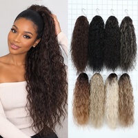 Extensions de cheveux synthétiques Gladys, queue de cheval longue à cordon, bouclées et ondulées, 14 et 26 pouces, texture douce pour un coiffage quotidien simple