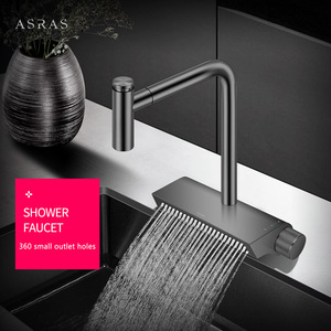 Asras 304 Acier inoxydable Design graphique Nano Pulvérisateur à tirette Mitigeur de douche Modèle 4071S <span class=keywords><strong>Robinet</strong></span> de cuisine à effet pluie - Product Image 3